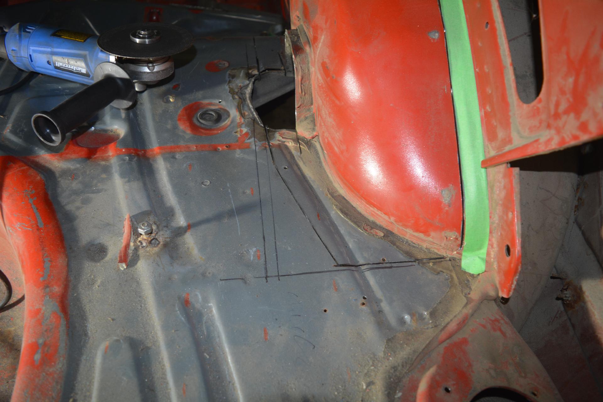 Rough cut to the frame, notice we'll be cutting into the frame a lot
