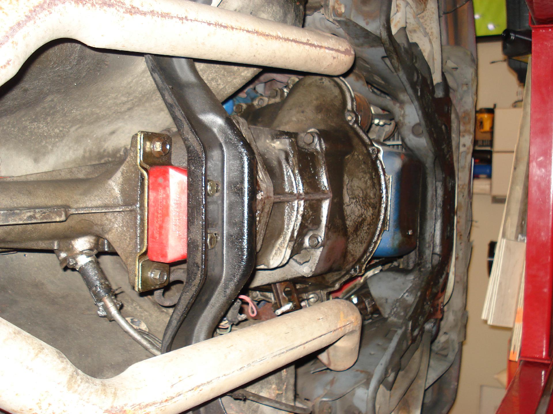 Underneath the car on the lift