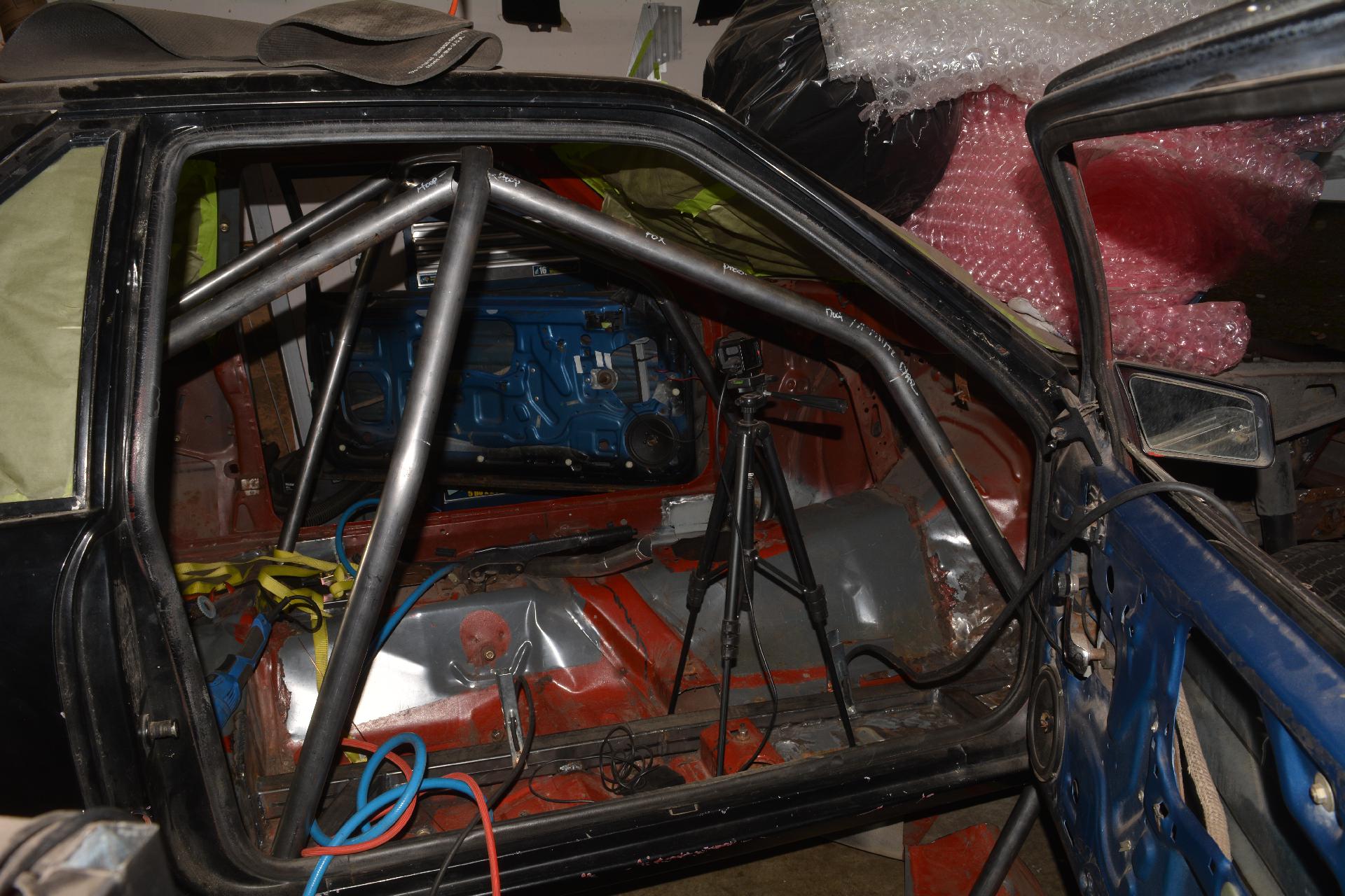 Cage dropped to weld top of apillar bar and rear bars