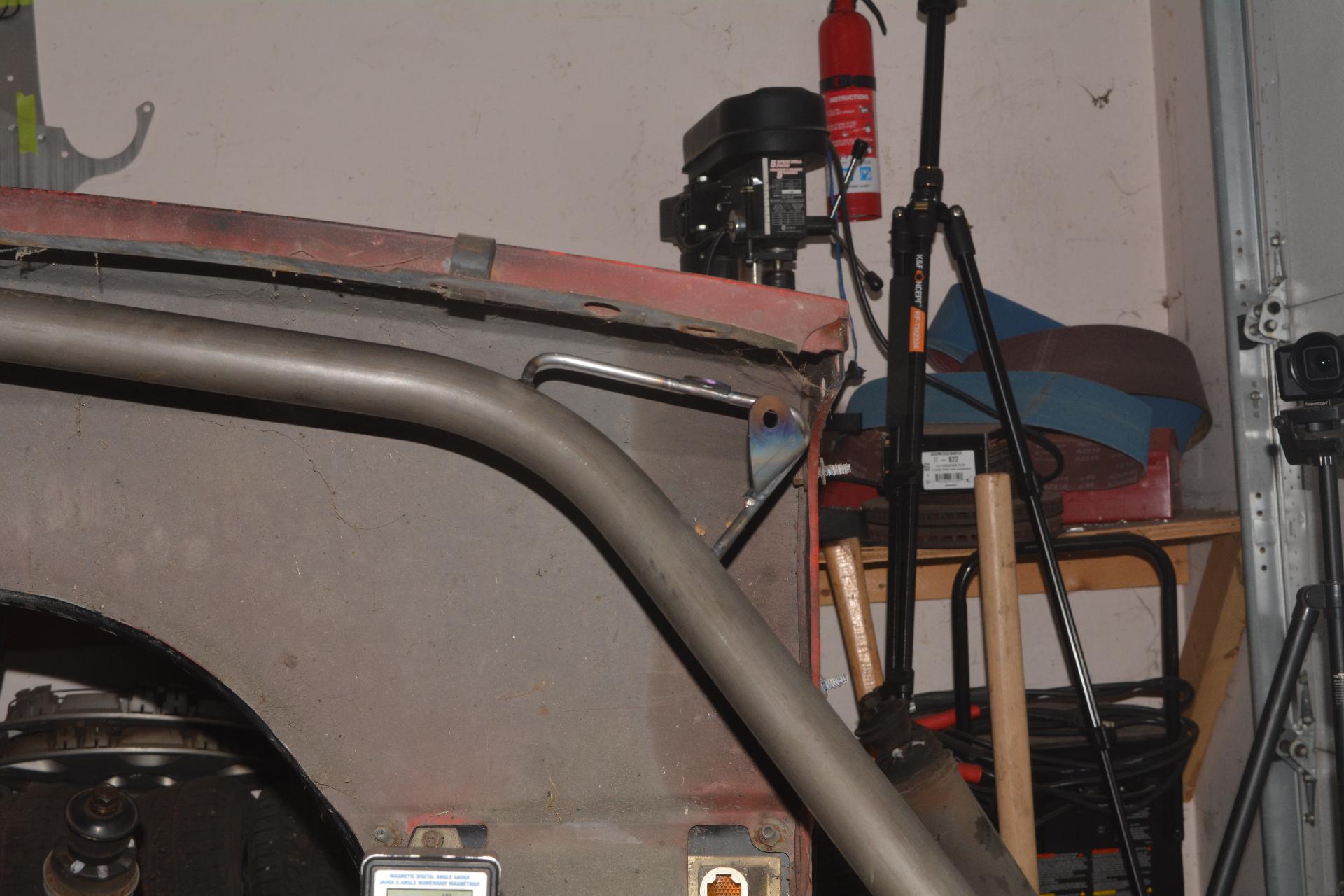 Test fitting the fender, the driver side is really low